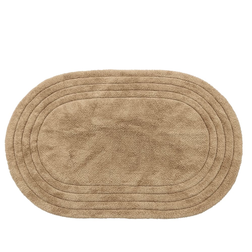 Tapis ovale en coton marron clair 60 x 90 cm