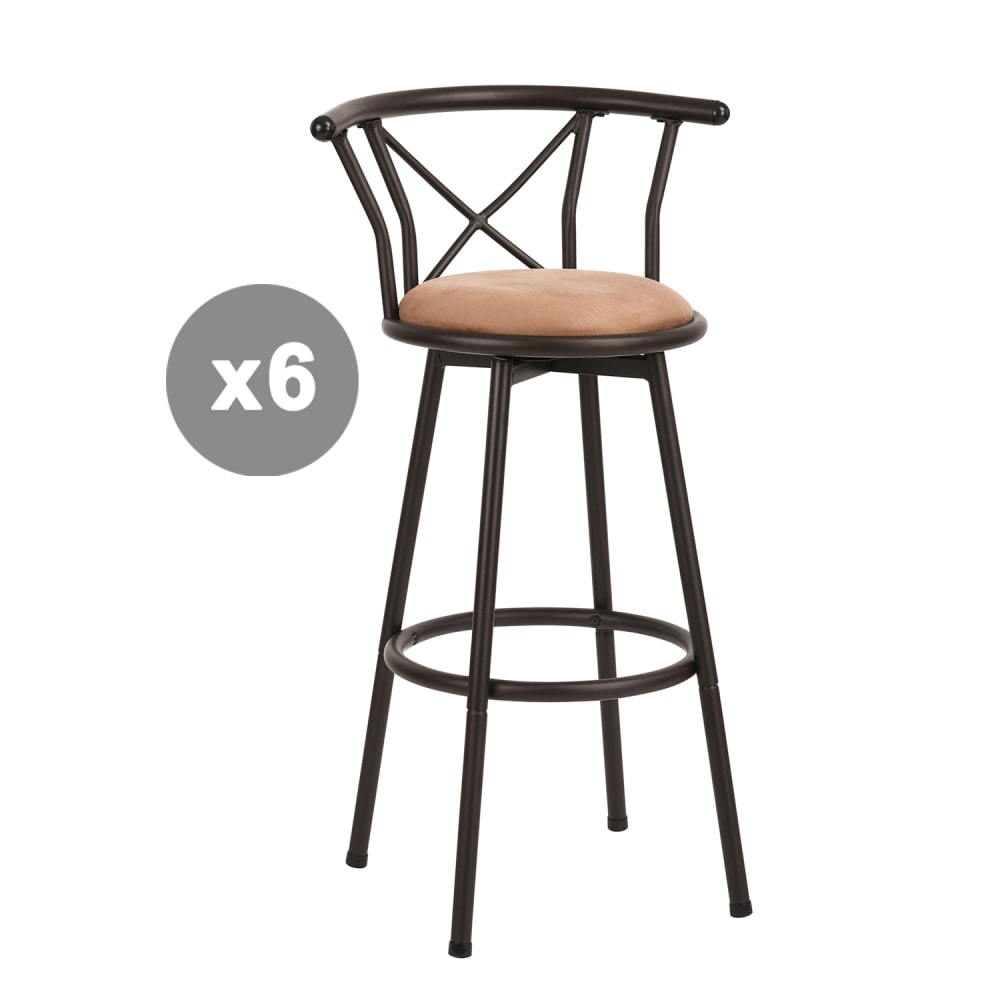 Meubles Cosy 6er-Set Barstühle Industrie Drehbar Sitzhöhe 75 cm Braun style industrial Braun Metall