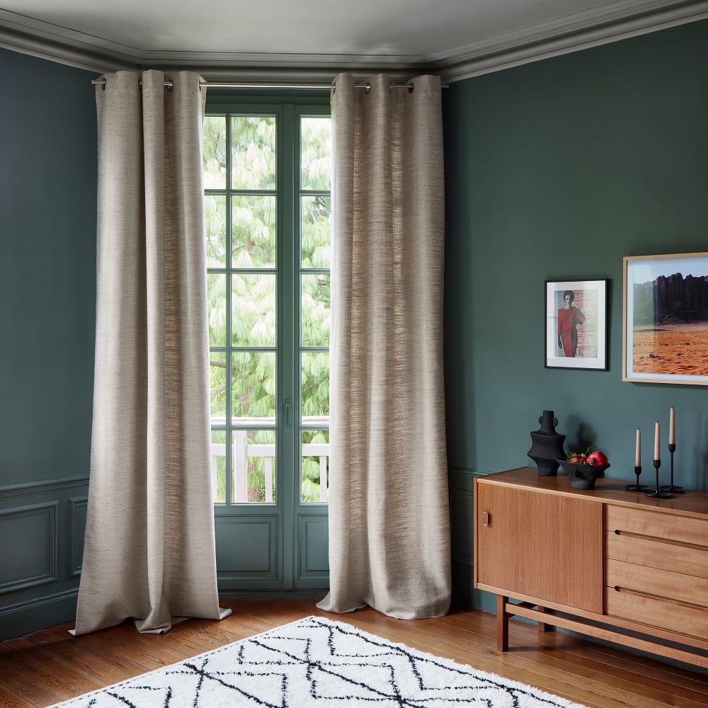 Rideau à oeillets en bouclette Calcaire 136x280 cm