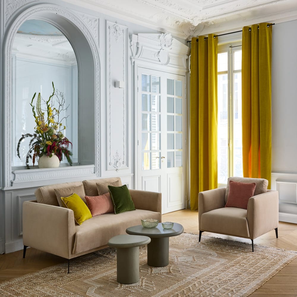 Rideau en polyester jaune 137x350 cm