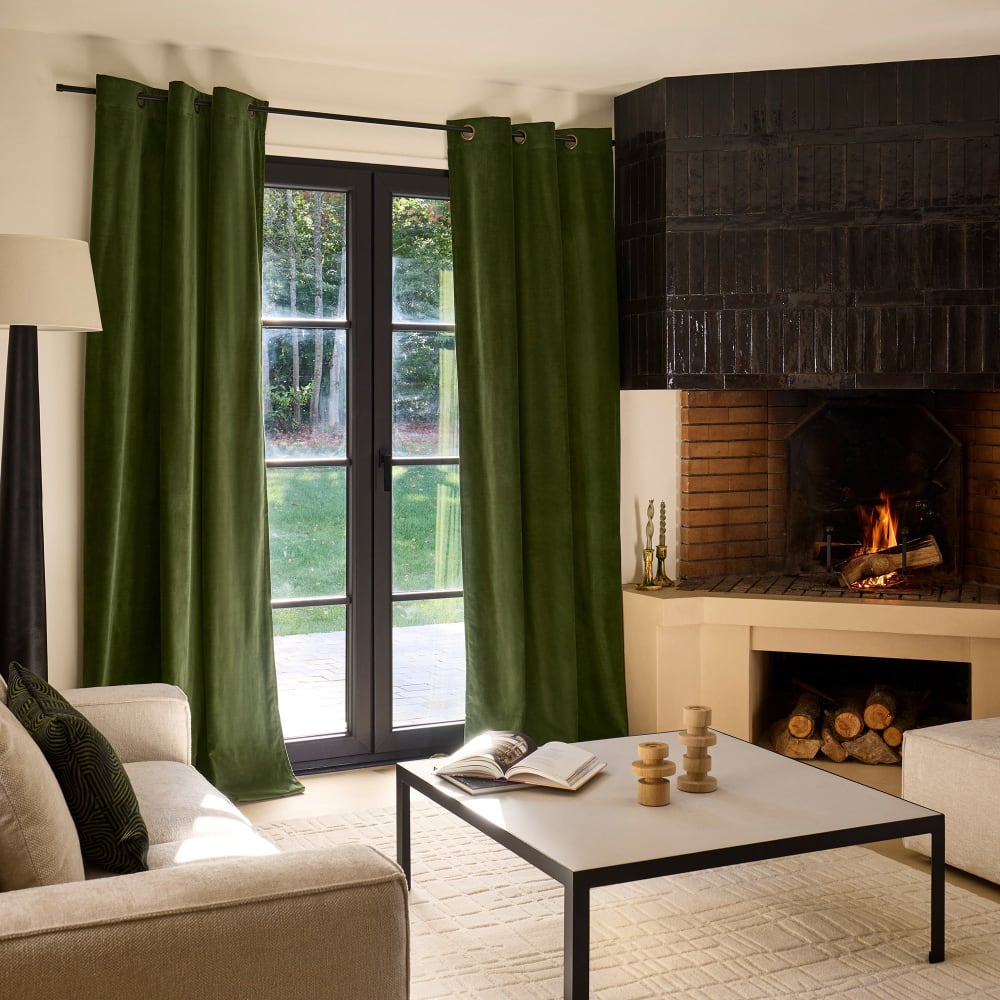 Rideau en polyester vert 137x280 cm