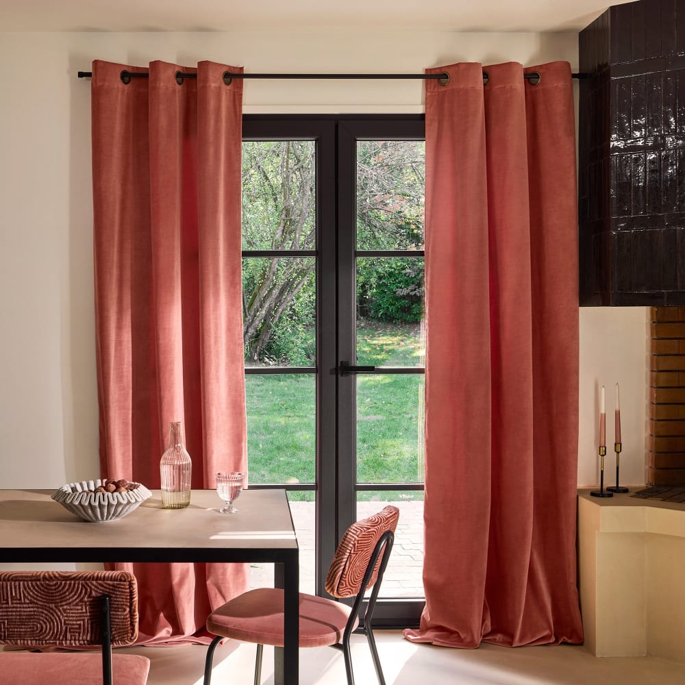 Rideau en polyester rose 137x280 cm