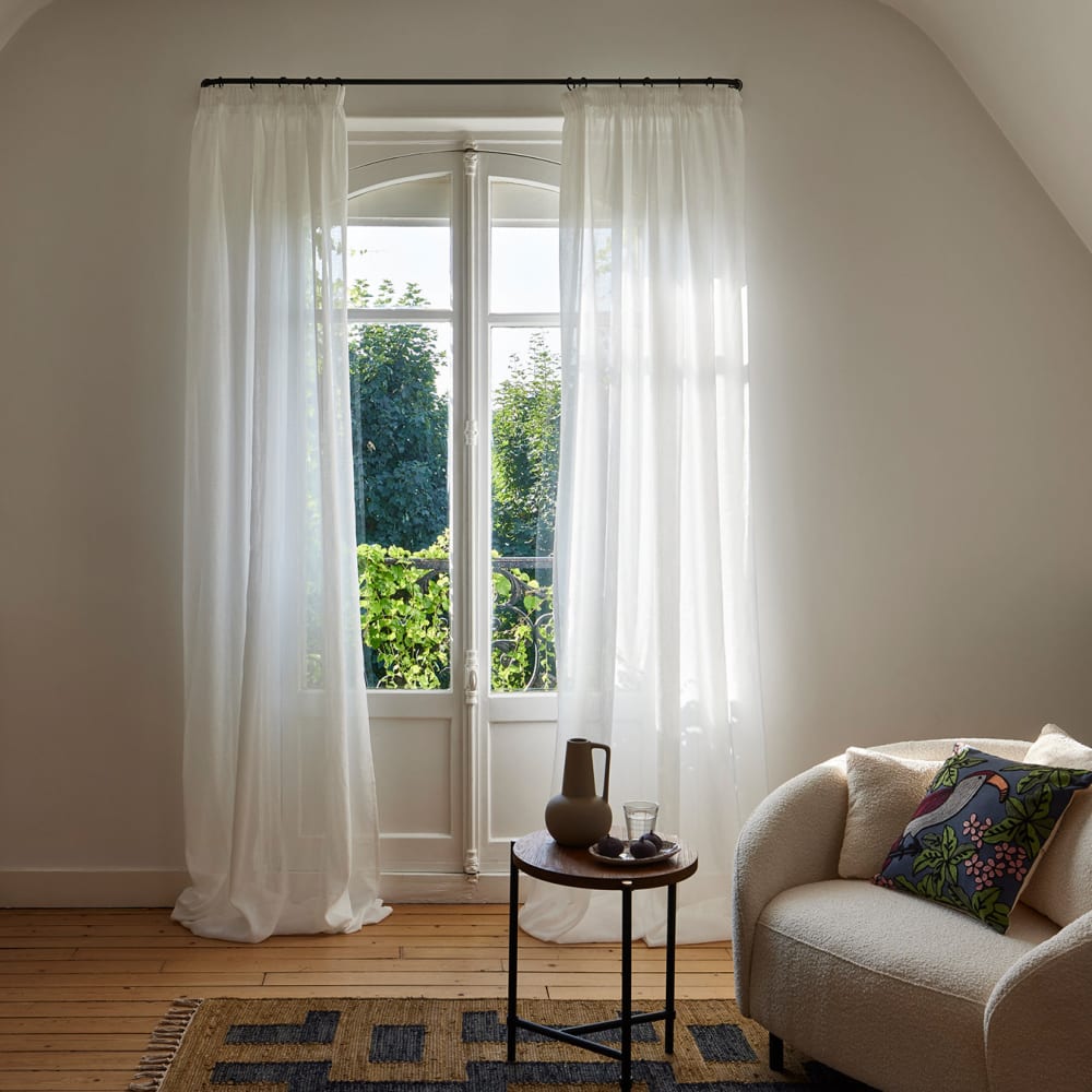 Voilage en polyester blanc 145x350 cm