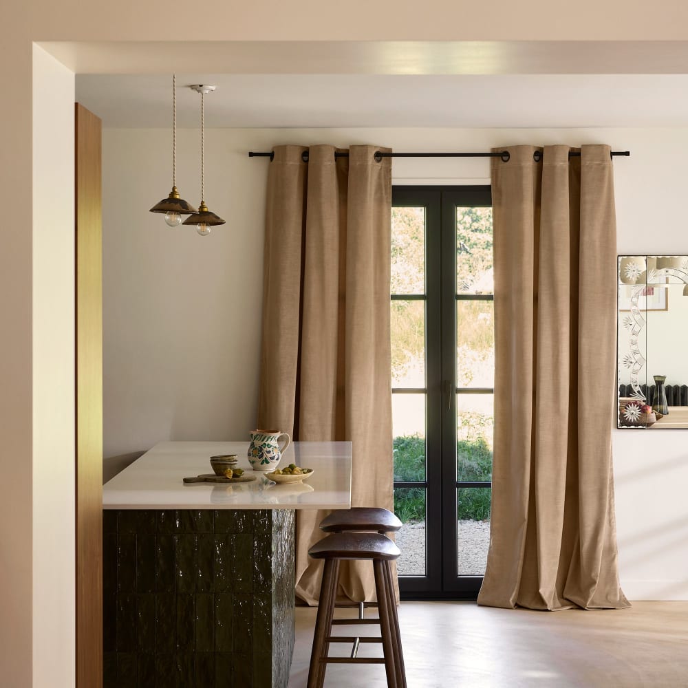 Rideau en polyester beige 137x350 cm