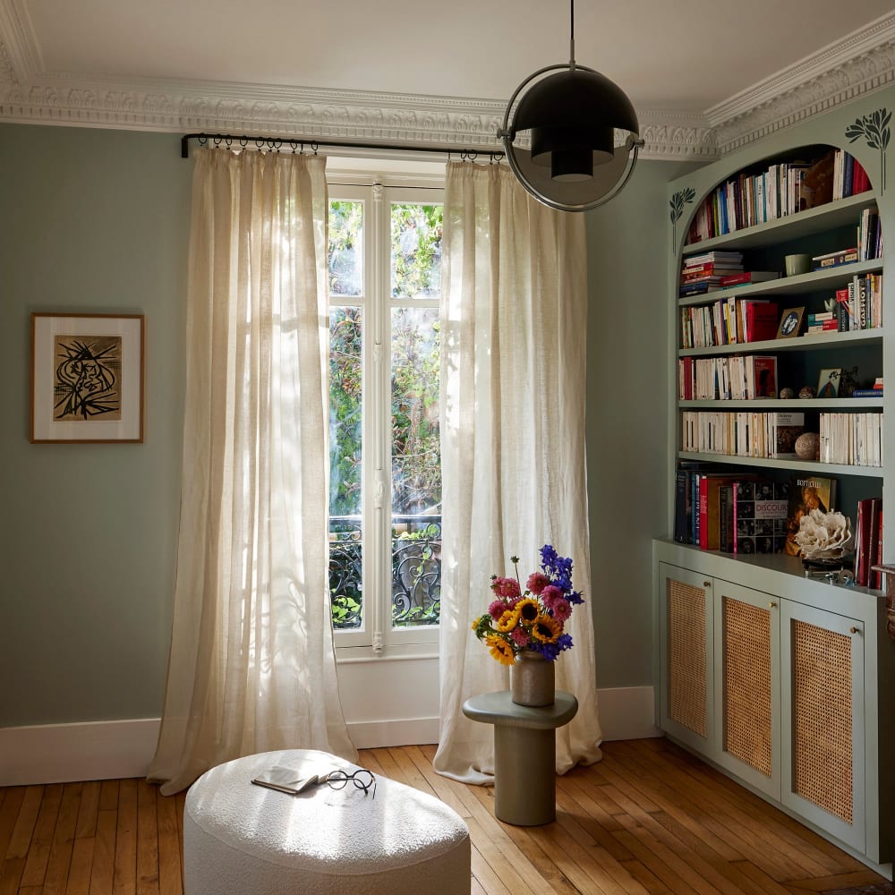 Voilage en lin beige 145x298 cm