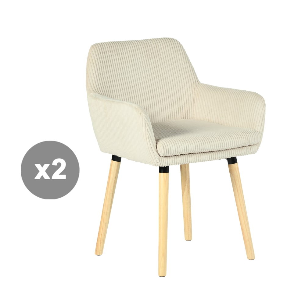 Lot de 2 chaises salle - scandinave tissu