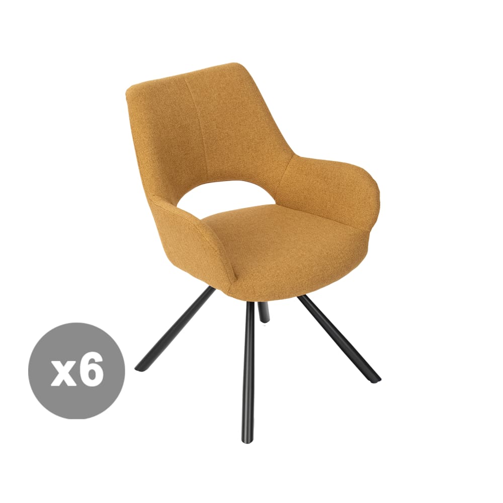 Lot de 6 chaises en tissu - jaune