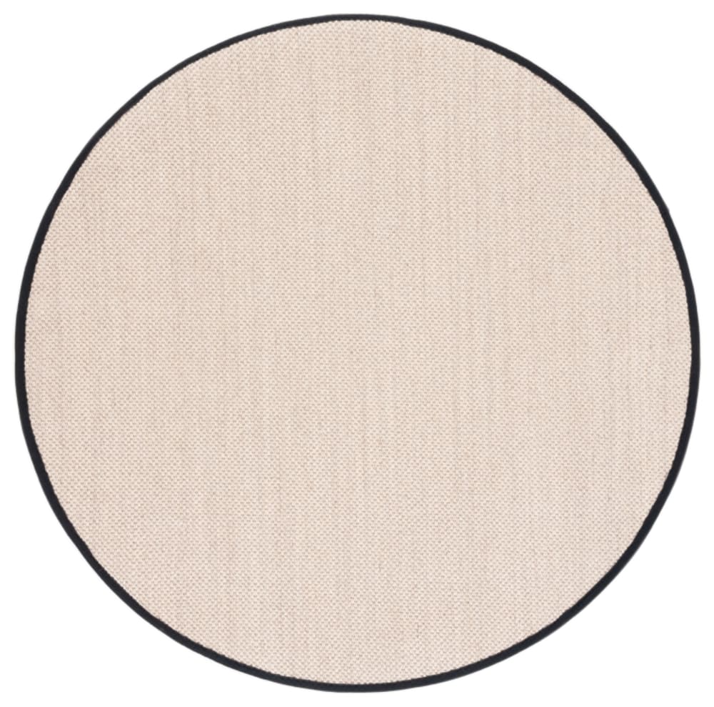 Tapis fibre naturelle en sisal blanc/noir, 183 cm