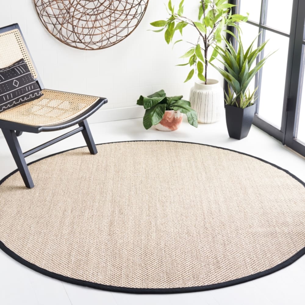 Tapis fibre naturelle en sisal blanc/noir, 183 cm — vue 3