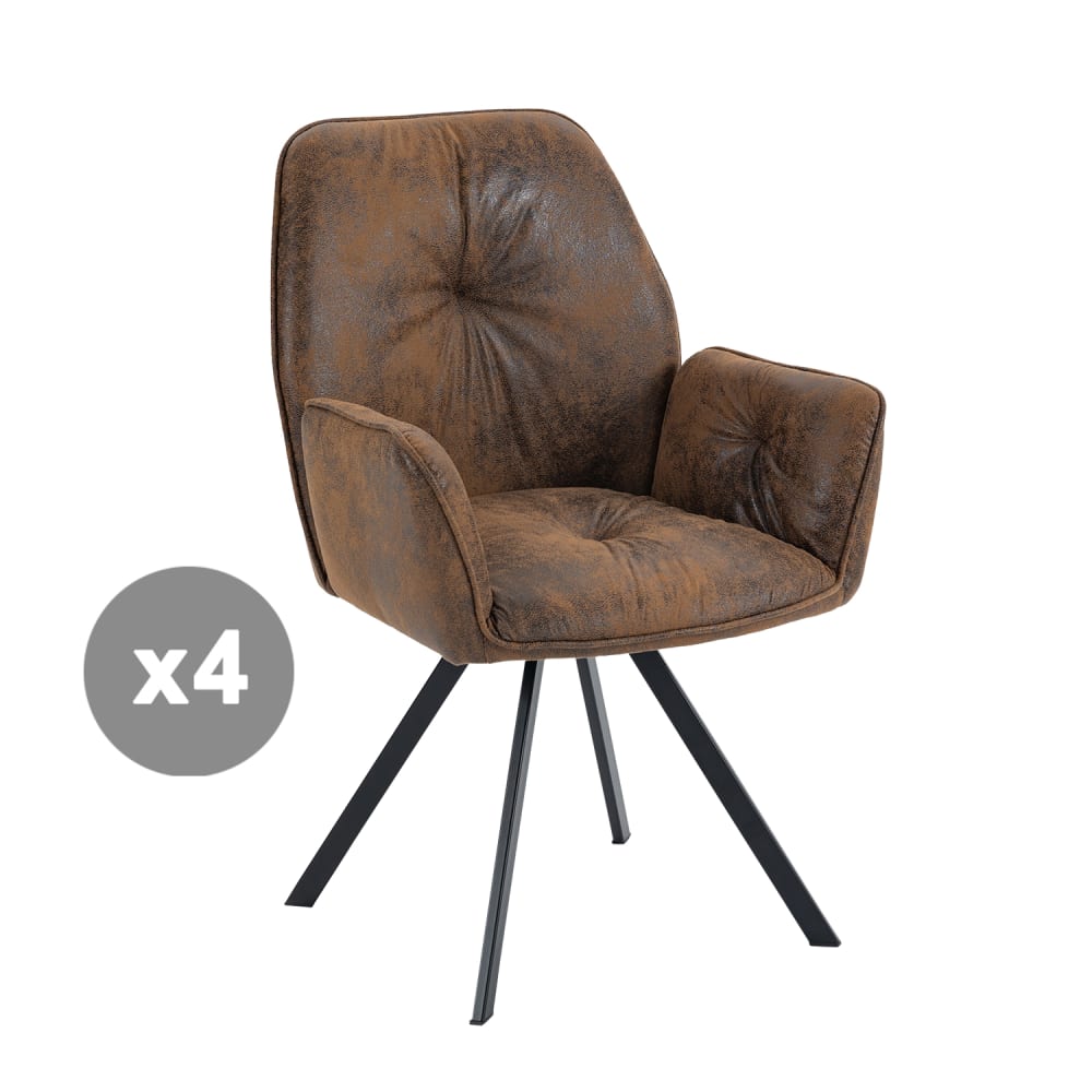 Lot 4 chaises pivotantes - accoudoirs