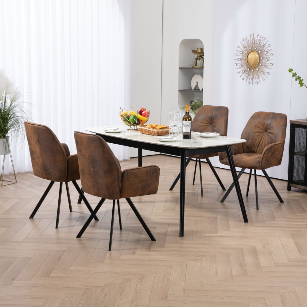 4er-Set drehbare Esszimmerstühle mit Armlehnen Vintage Brown -