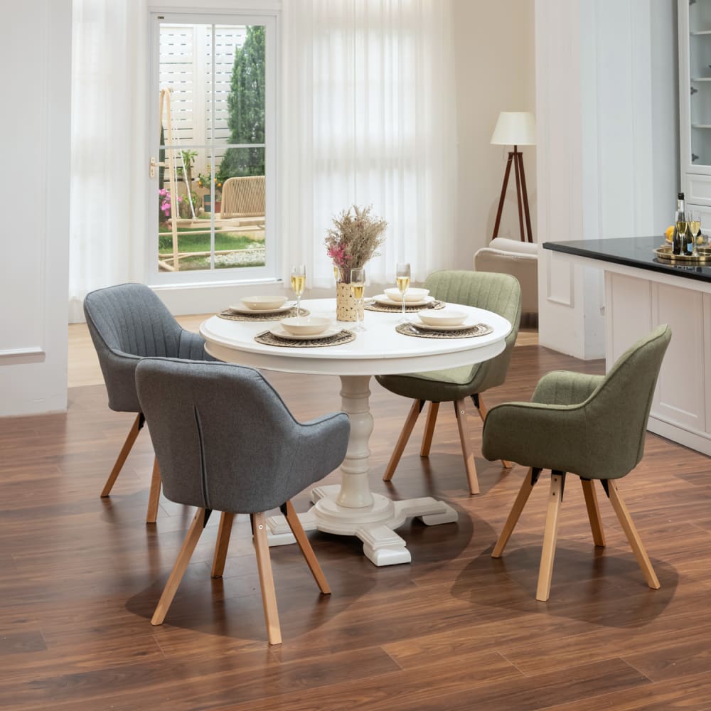 Meubles Cosy 4er-Set drehbare Esszimmerstühle mit Armlehnen skandinavisch style modern Mehrfarbig Stoff