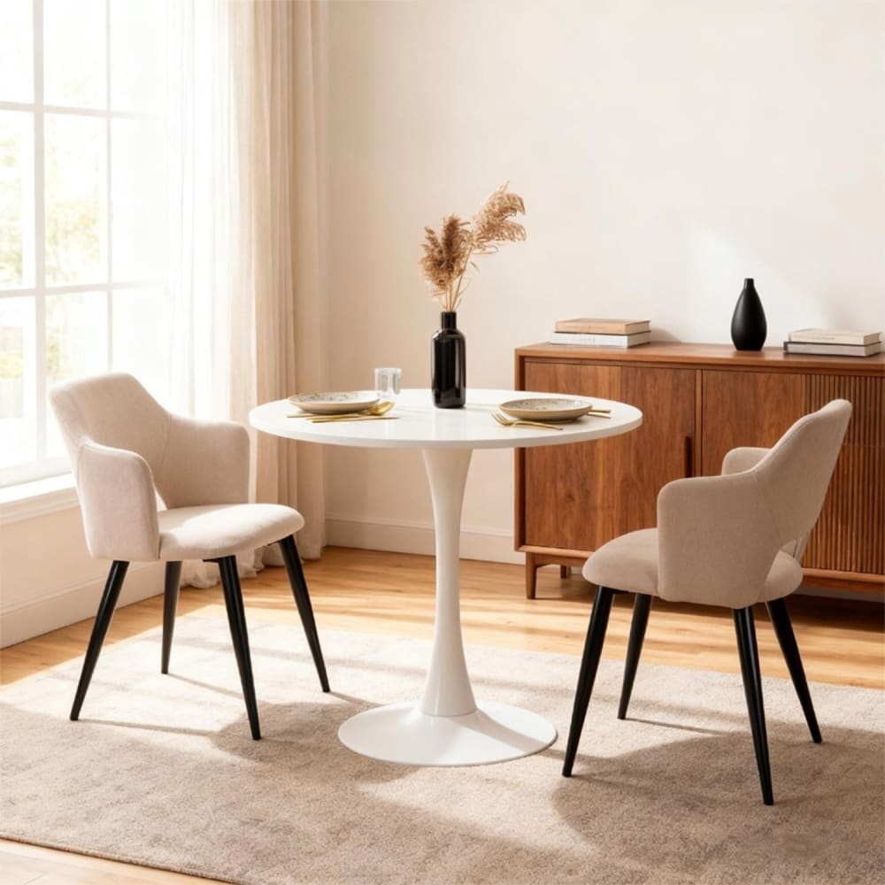 2er-Set Esszimmerstühle gepolsterte Sitze Stahlbeinen hellbeige -