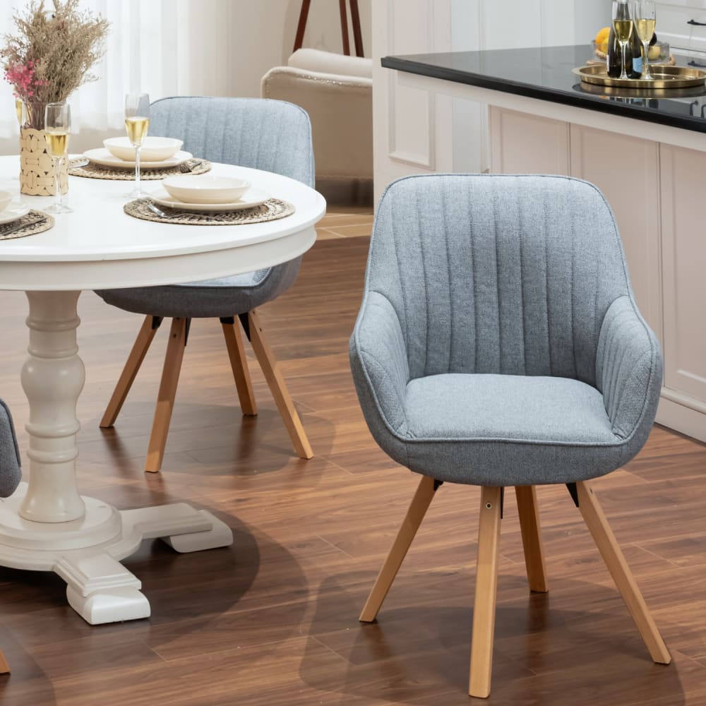Meubles Cosy 2er-Set drehbare Esszimmerstühle mit Armlehnen skandinavisch grau style modern - Stoff