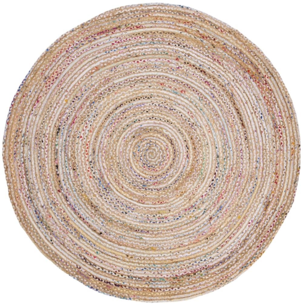 Tapis jute/coton beige / multicolore 91 x 91 cm
