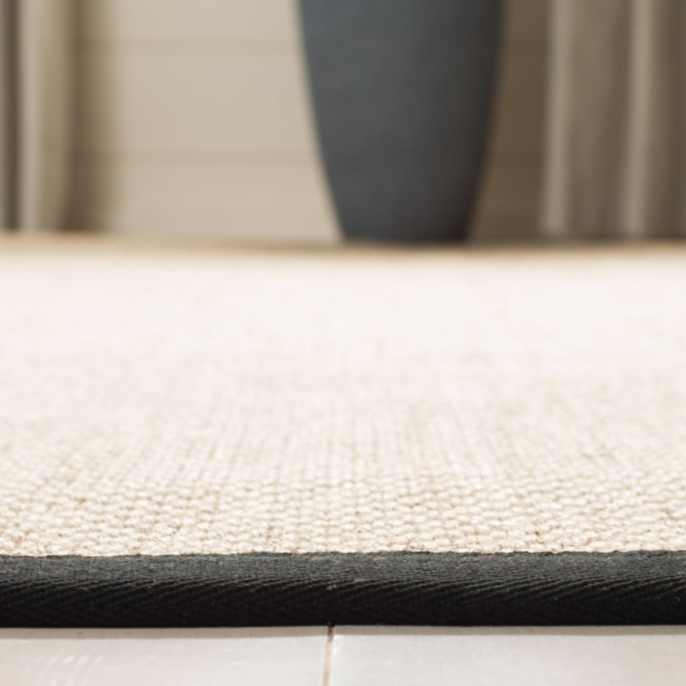 Tapis fibre naturelle en sisal blanc/noir, 183 x 183 cm — vue 3