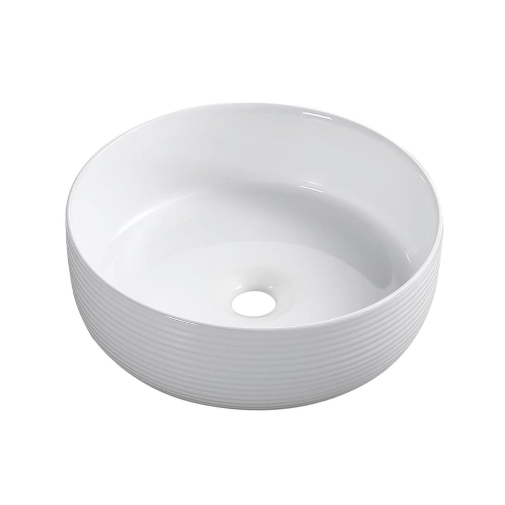Vasque à poser ronde en céramique texturé blanc 36cm