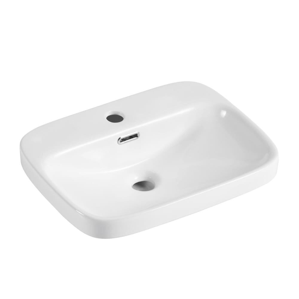 Vasque semi encastrée rectangulaire en céramique blanche 48x37cm