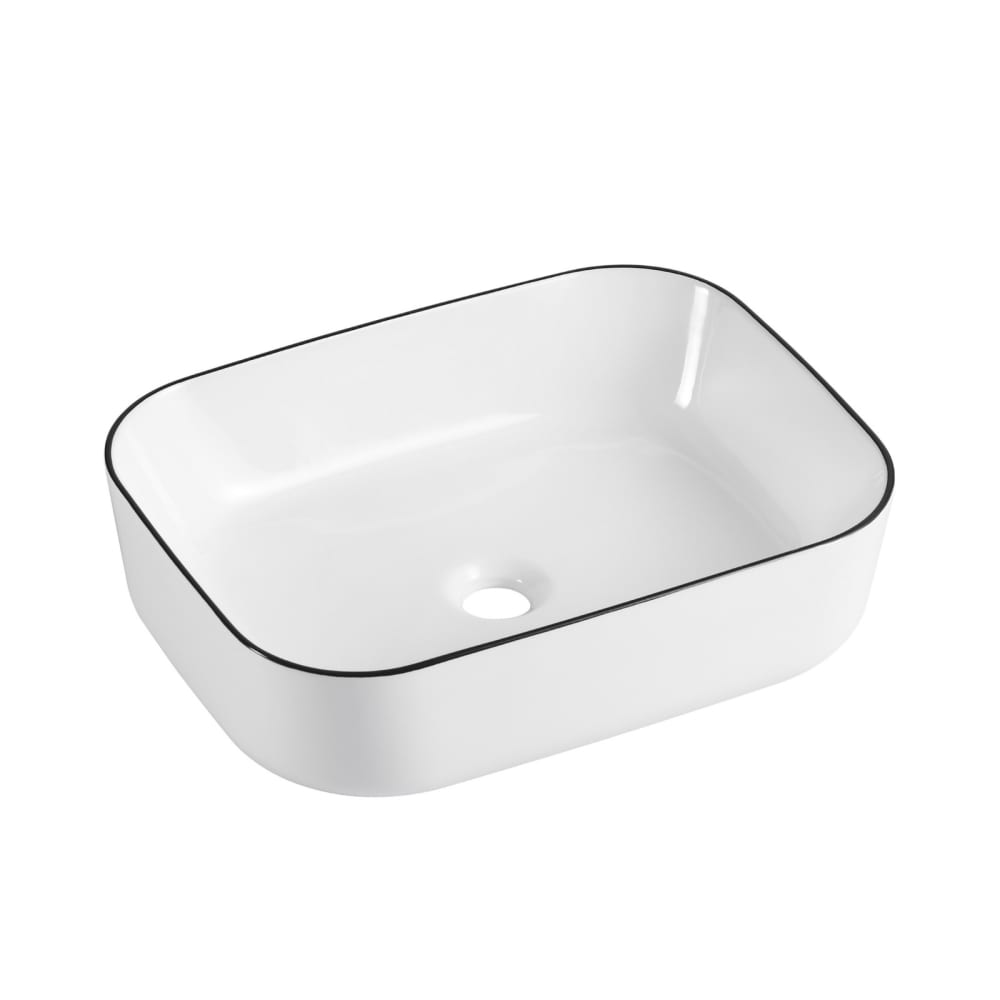 Vasque à poser rectangulaire  en céramique avec liseret 48x37cm