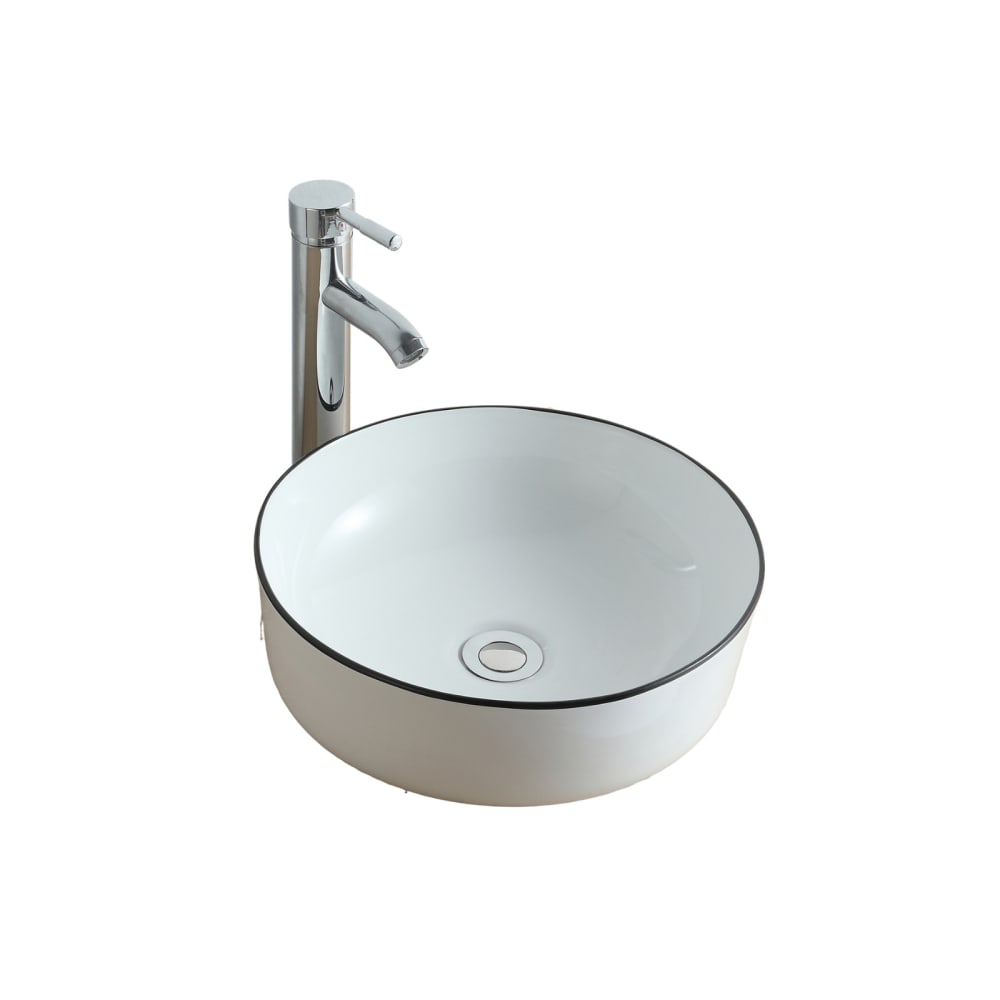 Vasque à poser ronde  en céramique avec liseré 37cm