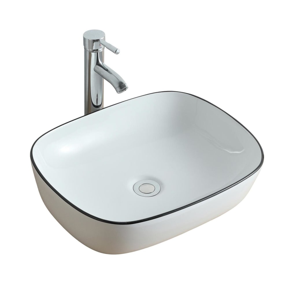 Vasque à poser  rectangulaire en céramique avec liseré 48x37cm