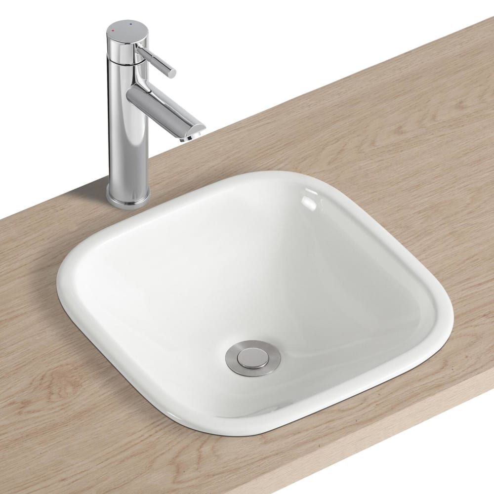 Vasque à encastrer carrée en céramique blanche 37cm