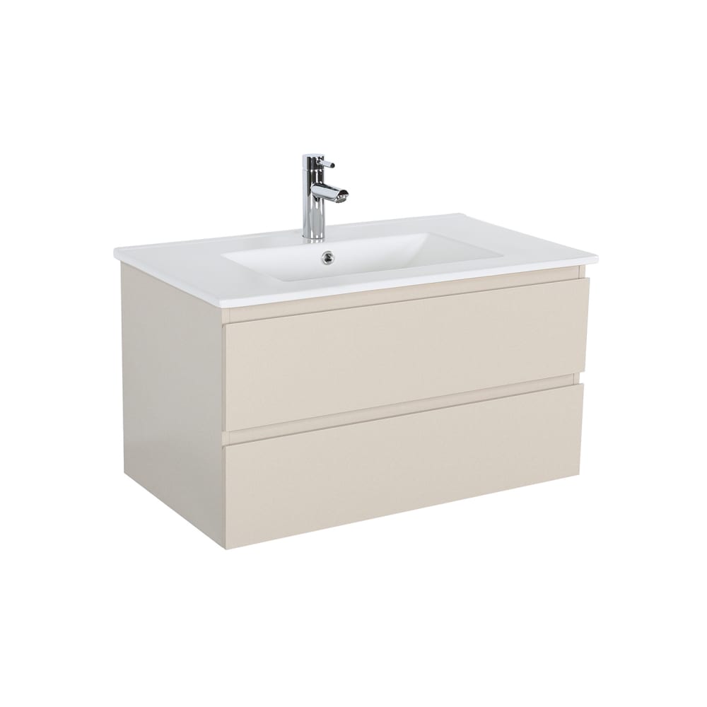 Meuble simple vasque  80cm décor chêne et robinet