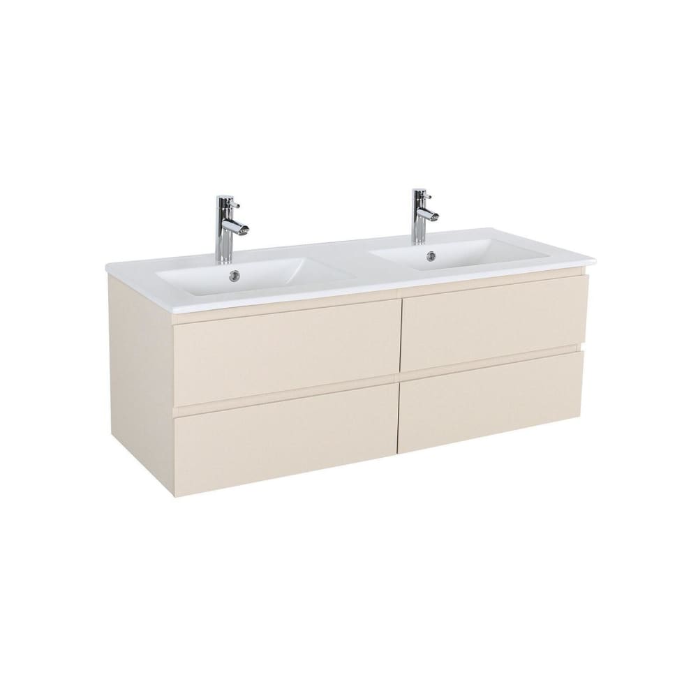 Ensemble double vasque  120cm avec plan céramique et robinets
