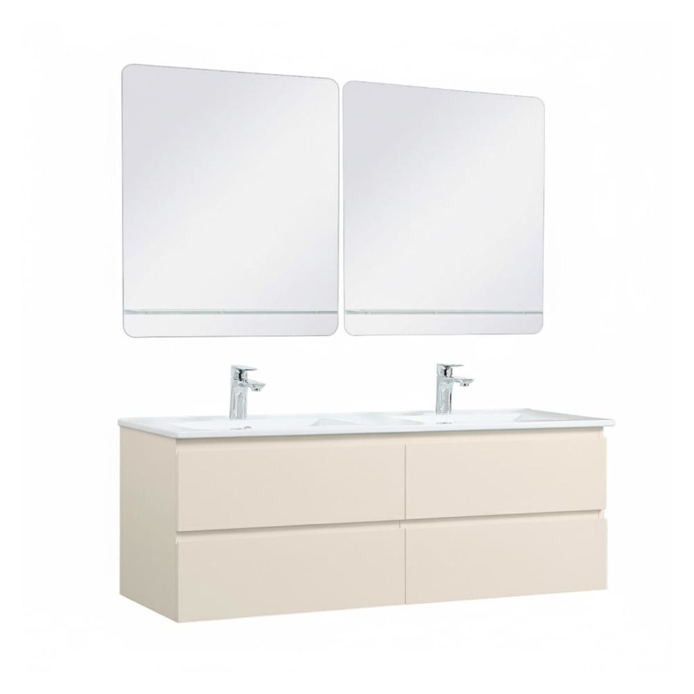 Ensemble double vasque  120cm avec vasque, robinets et miroirs