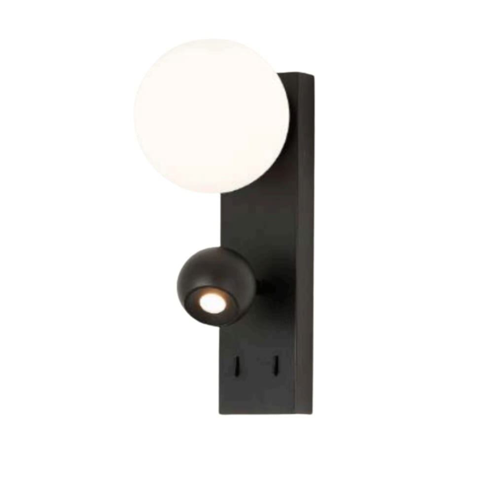 Kosilum Wandleuchte aus Metall, Aluminium und Glas 30 cm, Schwarz und weiß - Glas