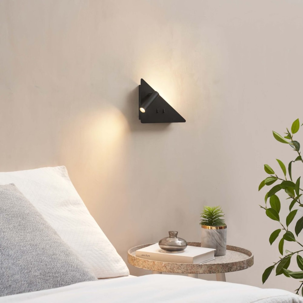 Wandleuchte aus Metall, Acryl und Aluminium 22 cm, Schwarz -