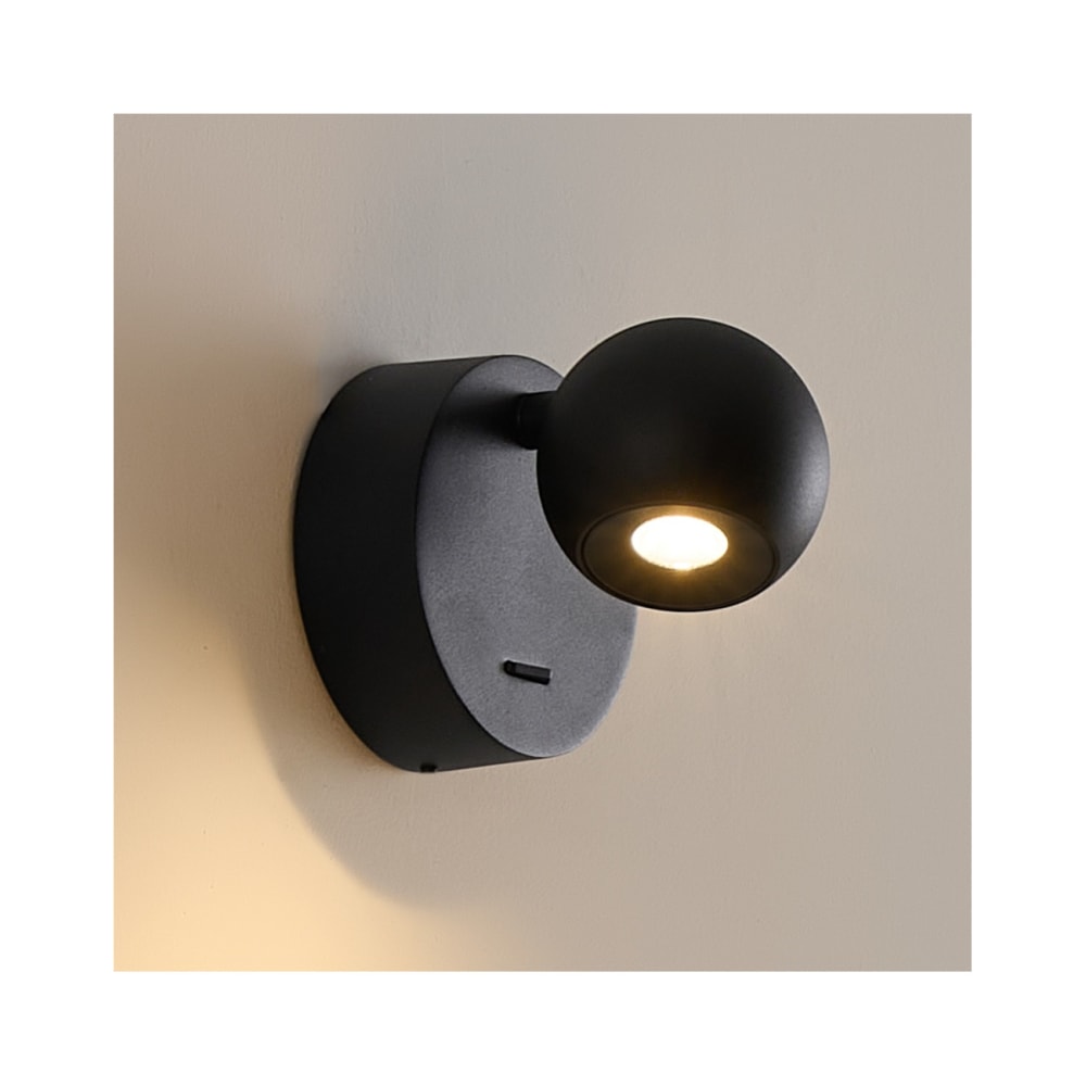 Kosilum Wandleuchte aus Aluminium 10,1 cm, Schwarz Schwarz Metall