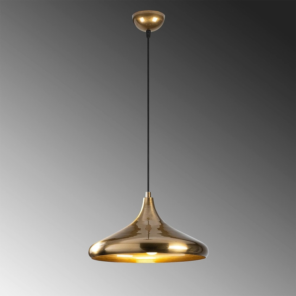 Suspension moderne métal doré brillant abat-jour évasé — vue 4