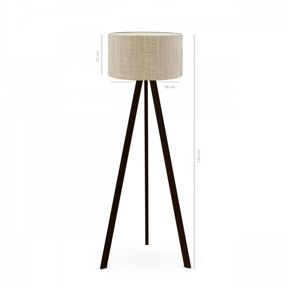Lampadaire trépied noir abat-jour beige chiné — vue 4