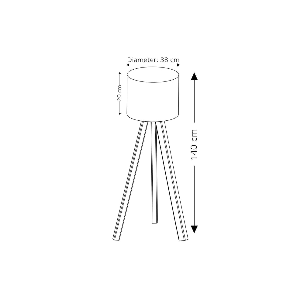Lampadaire trépied effet bois noyer, abat-jour blanc — vue 4