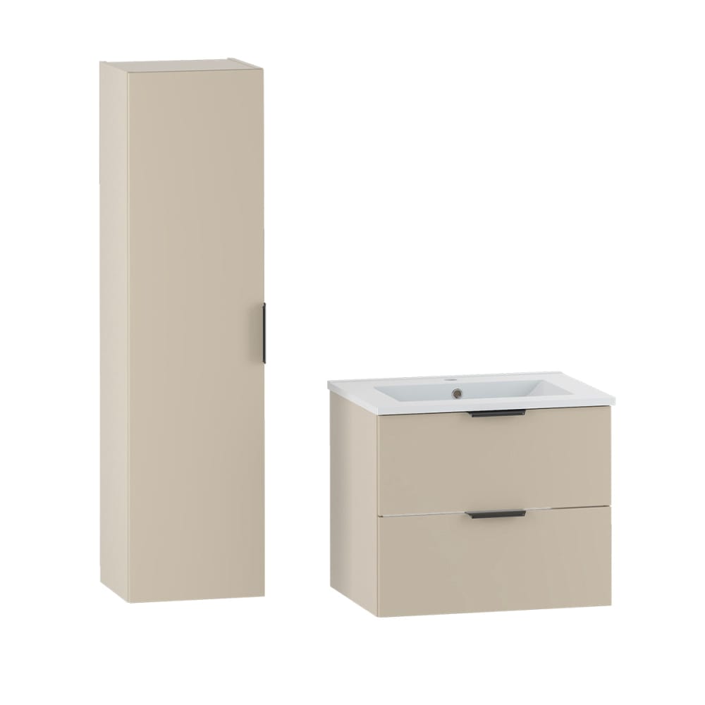Ensemble meuble simple vasque panneaux mélaminé et mdf beige