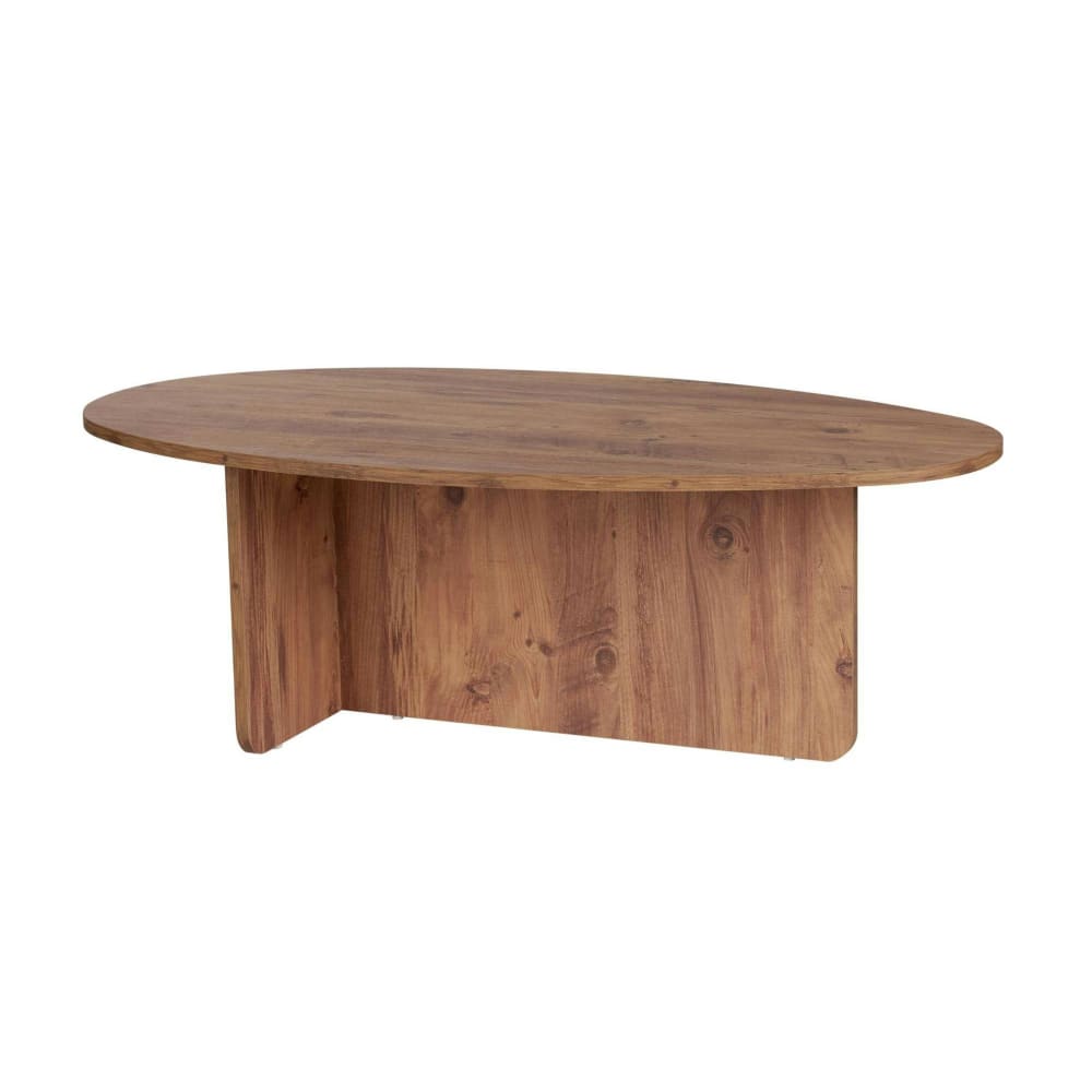 Table basse moderne ovale décor bois