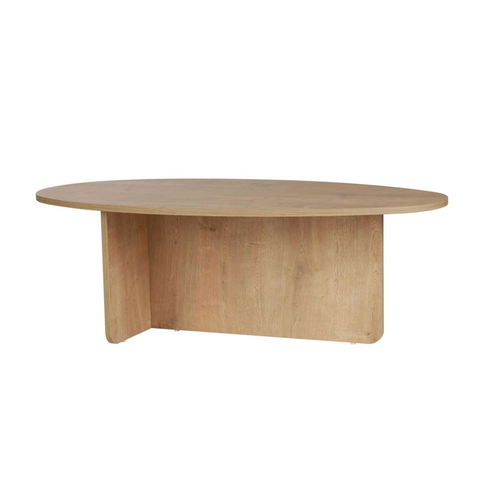 Table basse moderne ovale décor bois clair