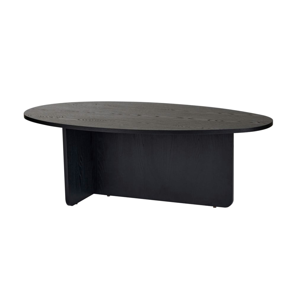 Table basse moderne ovale décor bois noir
