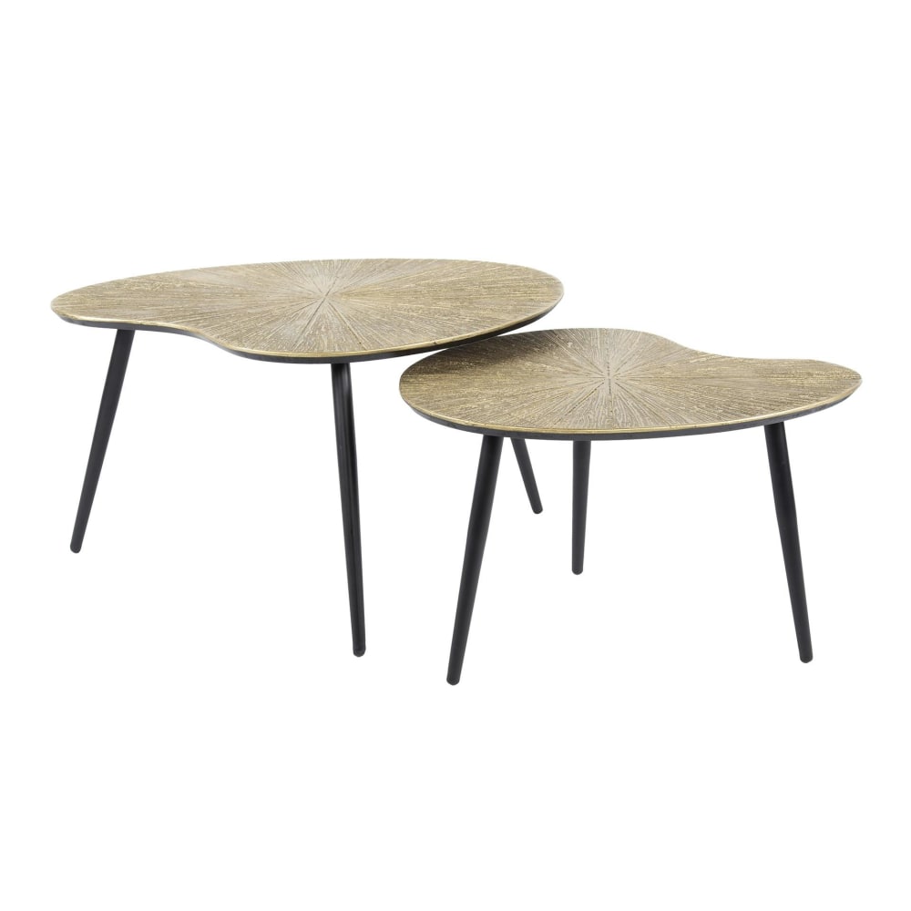 Table basse en métal doré forme organique (lot de 2)