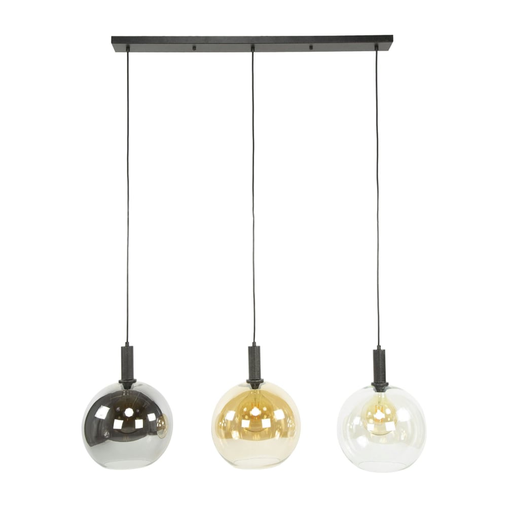 Suspension 3 globes en verre multicolore