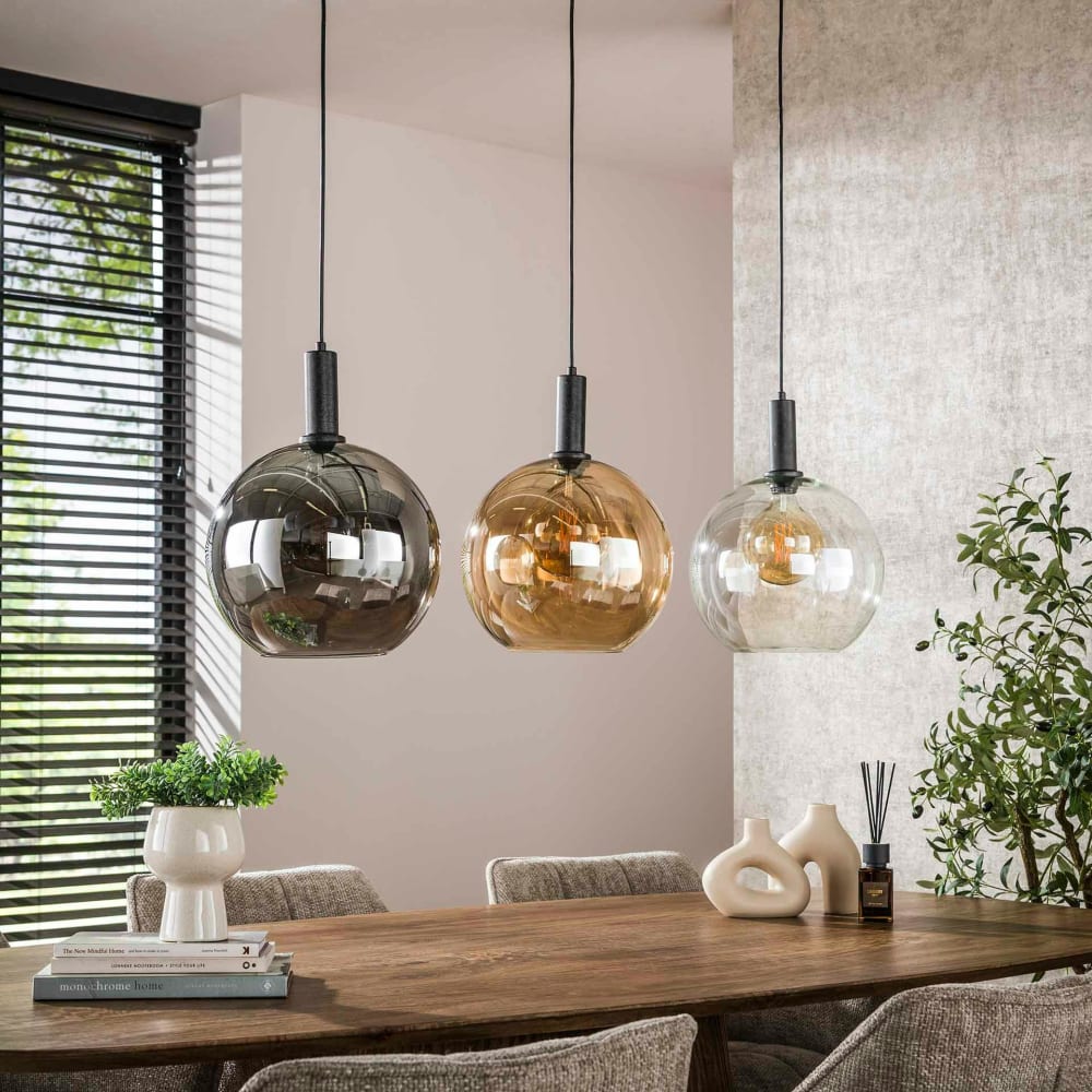 Suspension 3 globes en verre multicolore — vue 3