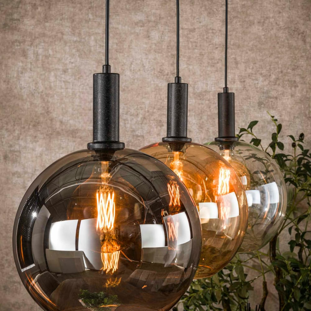 Suspension 3 globes en verre multicolore — vue 4