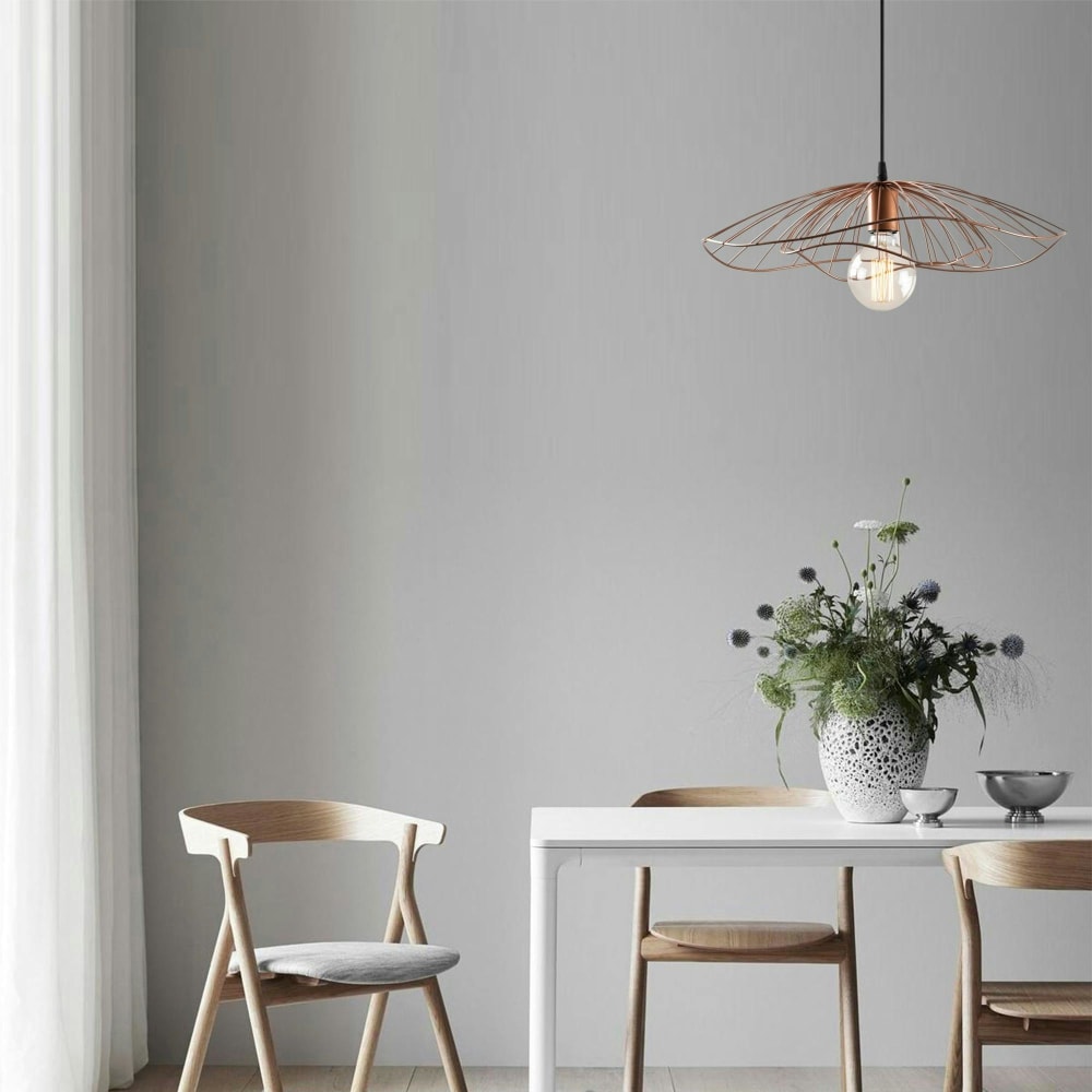 Suspension design métal cuivré filaire forme fleur — vue 3
