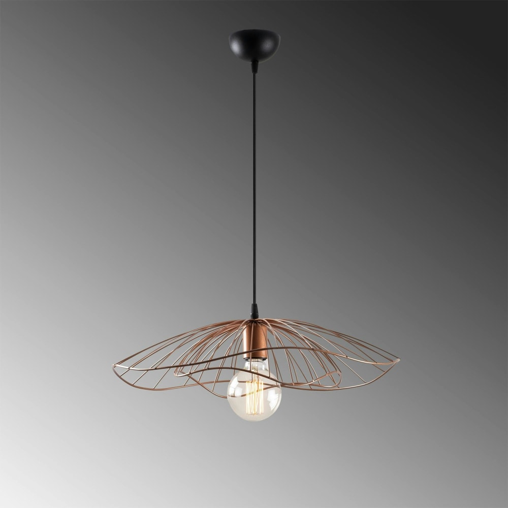 Suspension design métal cuivré filaire forme fleur — vue 4
