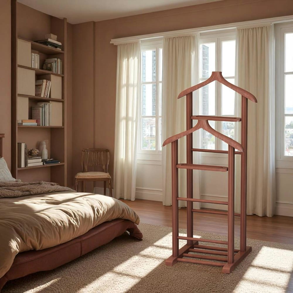 Valet de chambre double portant - bois brun