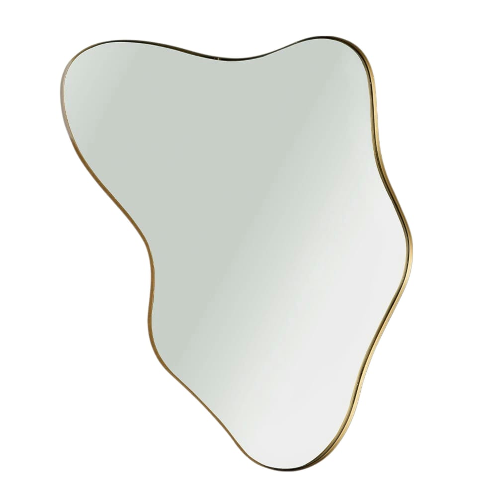 Miroir mural forme organique bords dorés