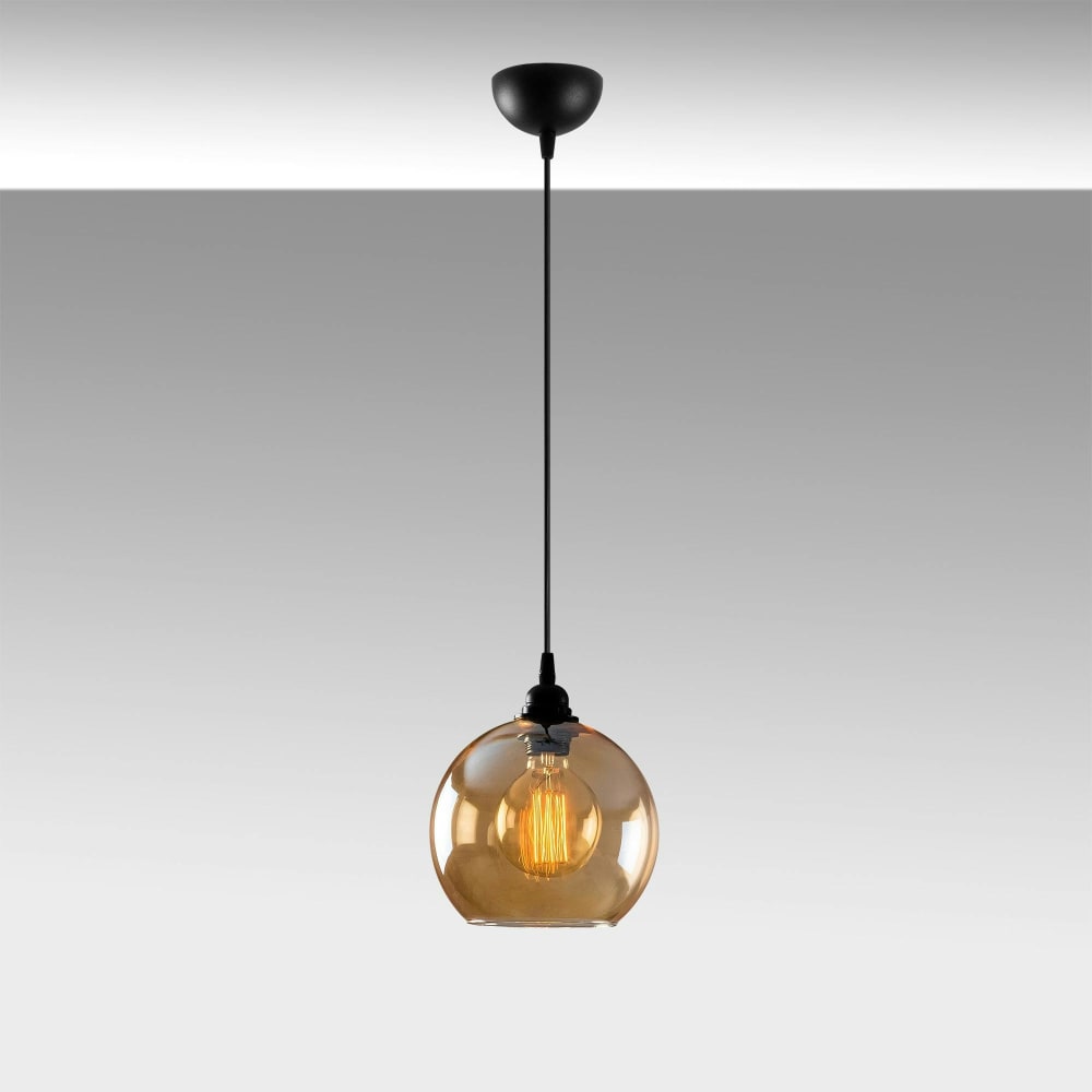 Suspension en verre doré forme globe 20 cm — vue 4