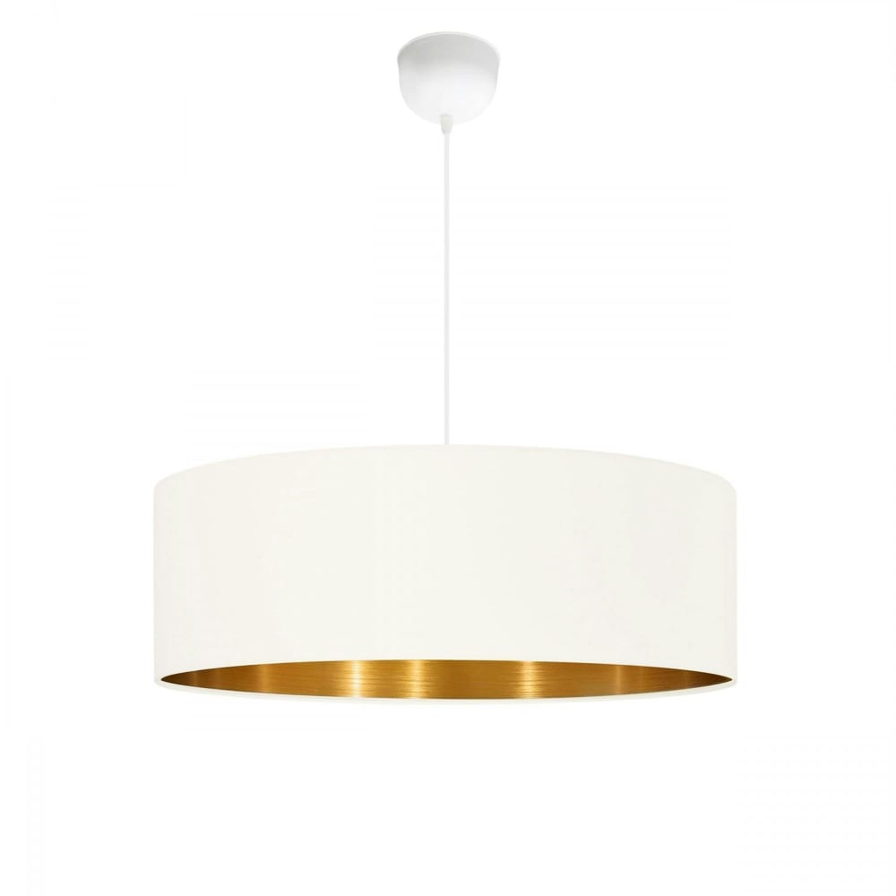 Suspension blanche contemporaine avec abat-jour doré — vue 3