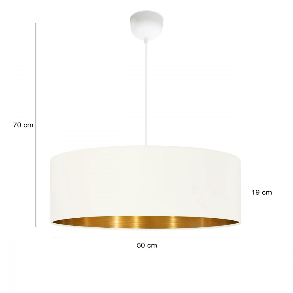 Suspension blanche contemporaine avec abat-jour doré — vue 4